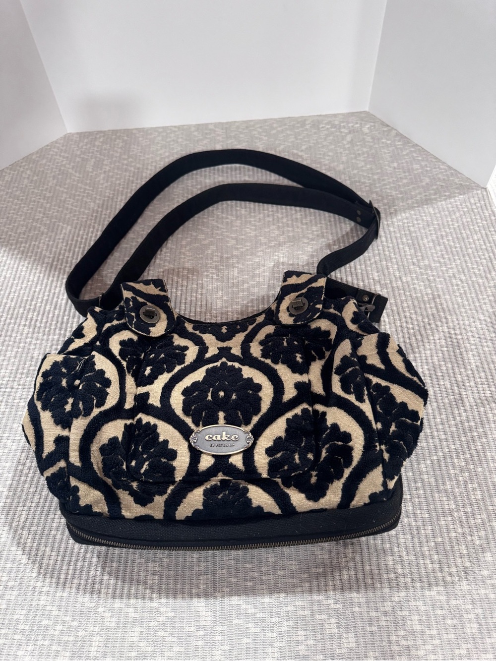 Cake by Petunia Black Forest Cake Cosmopolitan Carryall Diaper Bag Cut Velvet
